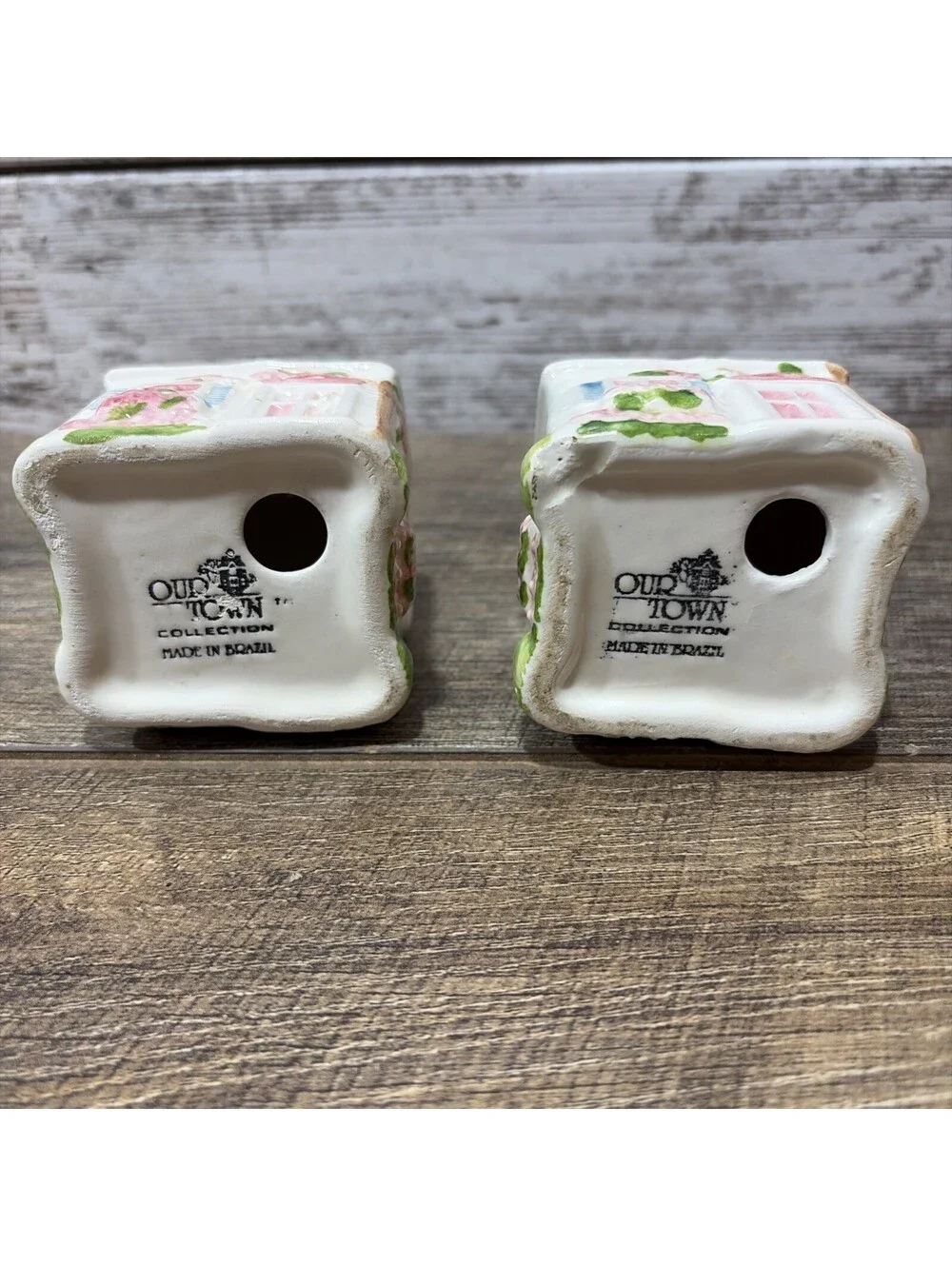 Vintage Our Town Salt & Pepper Shakers Country Cottage House Made In Brazil